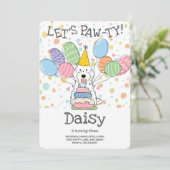 Invitation Cockapo blanc Cavapoo Chien fête d'anniversaire (Debout devant)