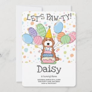 Invitation Cockapo blanc rouge Cavapoo Chien fête d'anniversa