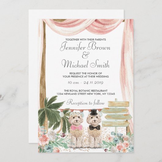 Invitation Cockapoo Chien Russe (Devant / Derrière)