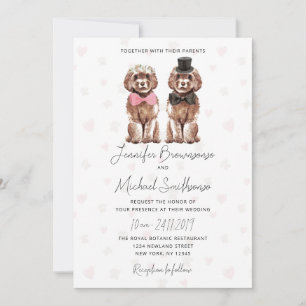 Invitation Cockapoo thème paw coeur chien mariage