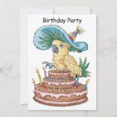 Invitation cockatoo perché sur gâteau d'anniversaire casquett (Devant)