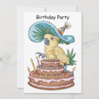 cockatoo perché sur gâteau d'anniversaire casquett