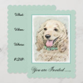 Invitation Cocker Spaniel Buff Peinture - Art Chien original (Devant / Derrière)