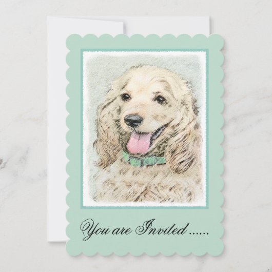 Invitation Cocker Spaniel Buff Peinture - Art Chien original (Devant)