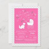Invitation Cocker Spaniel Chien Baby shower fille rose (Devant)