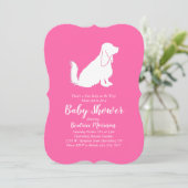 Invitation Cocker Spaniel Chien Baby shower fille rose (Debout devant)