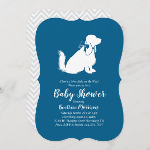 Invitation Cocker Spaniel Chien Baby shower Garçon Bleu