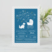 Invitation Cocker Spaniel Dog Baby shower Boy Blue (Debout devant)