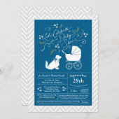 Invitation Cocker Spaniel Dog Baby shower Boy Blue (Devant / Derrière)