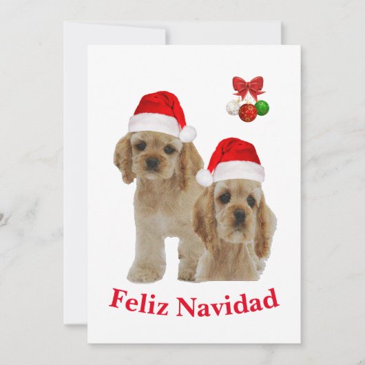 Invitation Cocker spaniel Feliz Navidad (Devant)