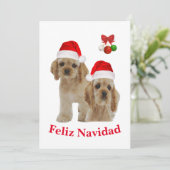 Invitation Cocker spaniel Feliz Navidad (Debout devant)