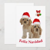 Invitation Cocker spaniel Feliz Navidad (Devant / Derrière)