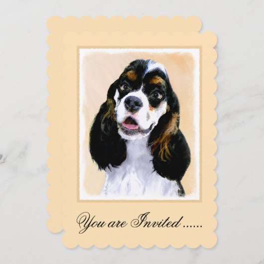 Invitation Cocker Spaniel (Parti) Peinture - Art Chien origin (Devant / Derrière)