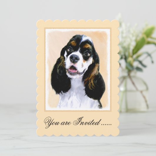 Invitation Cocker Spaniel (Parti) Peinture - Art Chien origin (Debout devant)