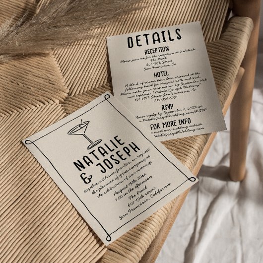 Invitation Cocktail à base de cadres à main rétro tout en un