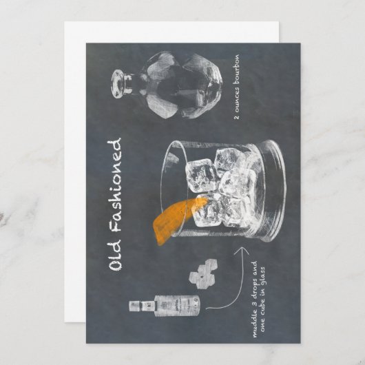 Invitation Cocktail à l'ancienne (Devant / Derrière)