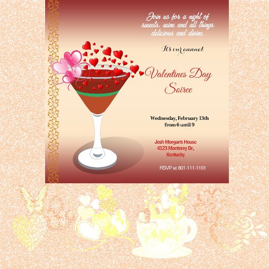 Invitation Cocktail Amour Rencontrez Valentine Sweeping Heart