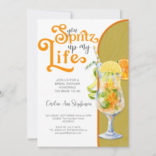 Invitation Cocktail Aperol Spritz Fête des mariées de style i (Devant)