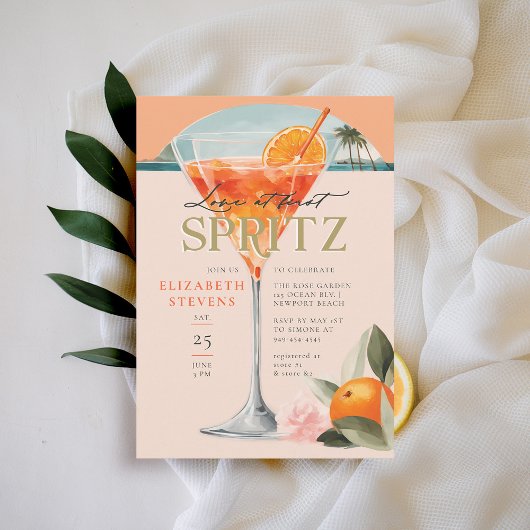 Invitation Cocktail Aperol Spritz Fête des mariées orange chi