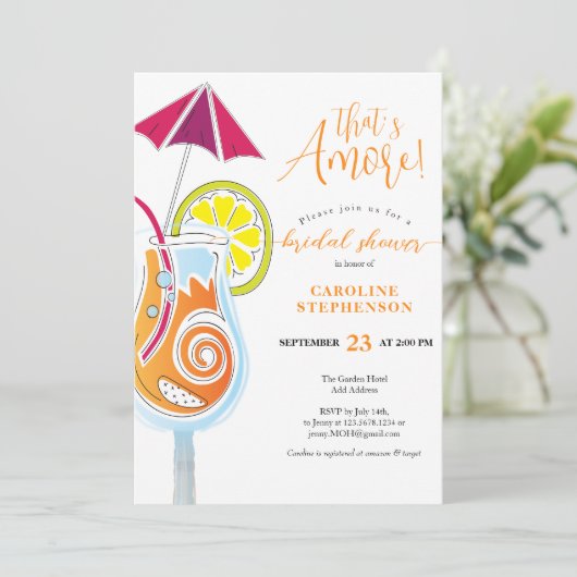 Invitation Cocktail Aperol Spritz Fête des mariées Script sim (Debout devant)