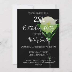 Invitation Cocktail appletini vert avec tranche de pomme