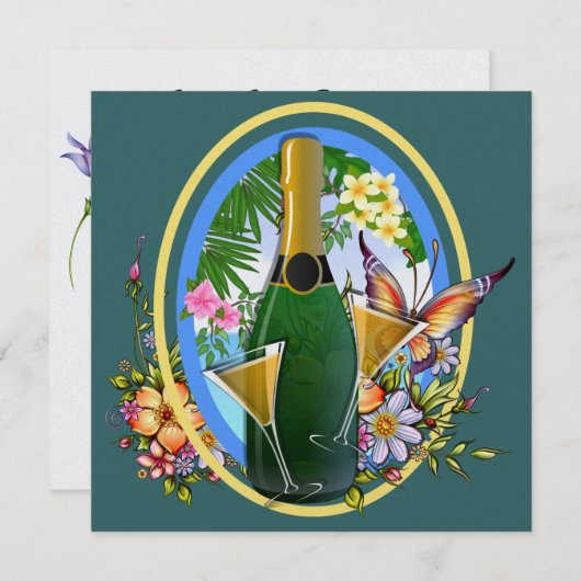 Invitation Cocktail au champagne Paradise Beach - SRF (Devant / Derrière)