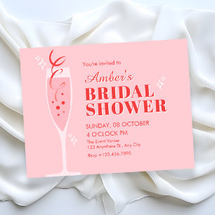 Invitation Cocktail au champagne rose pour baby shower