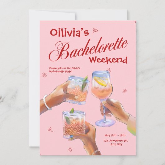 Invitation Cocktail Bachelorette Party (Devant)