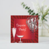 Invitation Cocktail Ballons Rouge Surprise fête d'anniversair (Debout devant)
