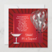 Invitation Cocktail Ballons Rouge Surprise fête d'anniversair (Dos)