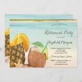 Invitation Cocktail Beach Seashells Retirement Party   (Devant / Derrière)