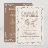 Invitation Cocktail Beige et Cowgirls Nash Bash Bachelorette (Devant / Derrière)
