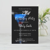 Invitation Cocktail bleu sur noir (Debout devant)