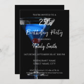 Invitation Cocktail bleu sur noir (Devant / Derrière)