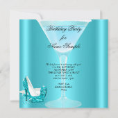 Invitation Cocktail bleu turquoise talons hauts Anniversaire (Dos)
