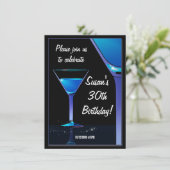 Invitation Cocktail Blue Martini fête d'anniversaire (Debout devant)