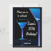 Invitation Cocktail Blue Martini fête d'anniversaire (Devant)