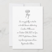 Invitation Cocktail Bow Noir Blanc Mariage écriture manuscrit (Devant)