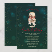 Invitation Cocktail Bow Stars Soirée de Noël Verte (Devant / Derrière)