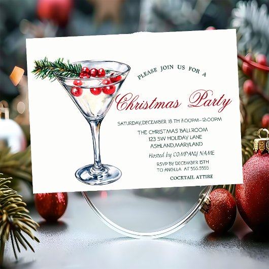 Invitation Cocktail Branches de Pin Noël Entreprise