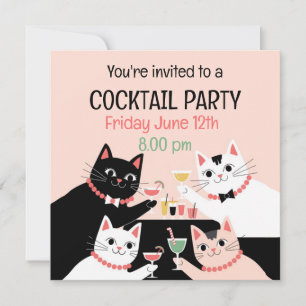 Invitation Cocktail chats rétro sophistiqué