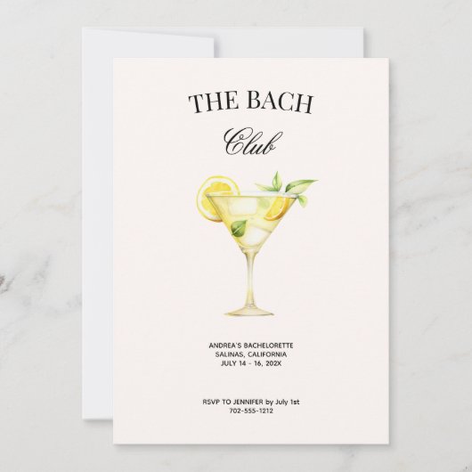 Invitation Cocktail Citron Bach Social Club avec code QR (Devant)