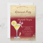 Invitation Cocktail Citron Parties scintillant or Retraite ro (Devant)