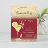 Invitation Cocktail Citron Parties scintillant or Retraite ro (Debout devant)