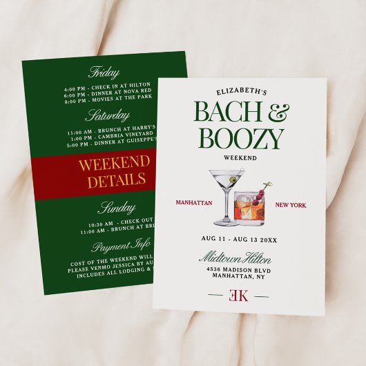 Invitation Cocktail classique Green & Red Bach & Boozy Weeken