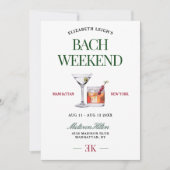 Invitation Cocktail Classy Green & Red Bachelorette Week-end (Devant)