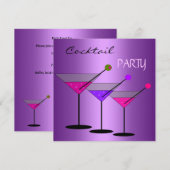 Invitation Cocktail Cocktails Boissons Martini Purple (Devant / Derrière)