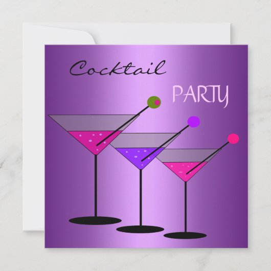 Invitation Cocktail Cocktails Boissons Martini Purple (Devant)