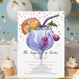 Invitation Cocktail Confetti Happy Hour Enterrement de Vie de