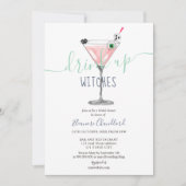 Invitation Cocktail cool rose sorcières Halloween nuptiale do (Devant)